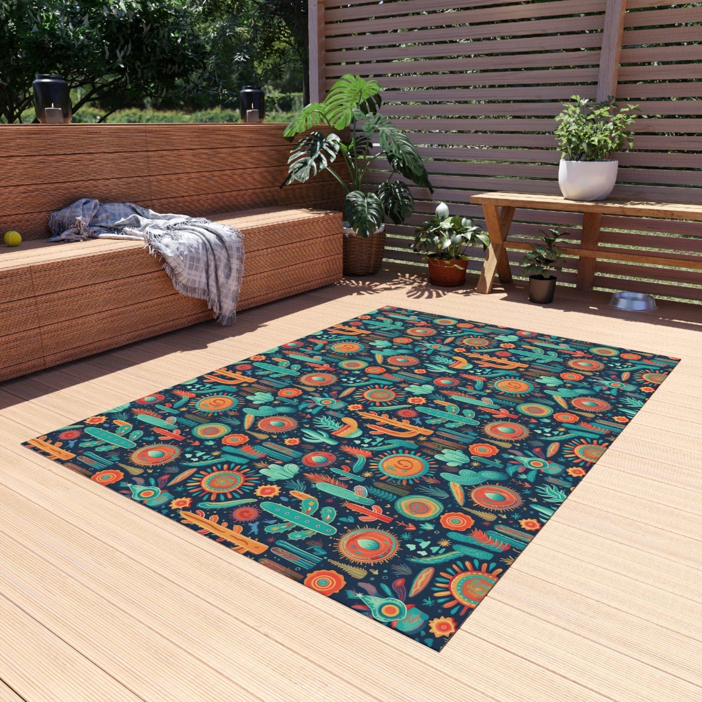 Colorful Southwestern Cactus Rug