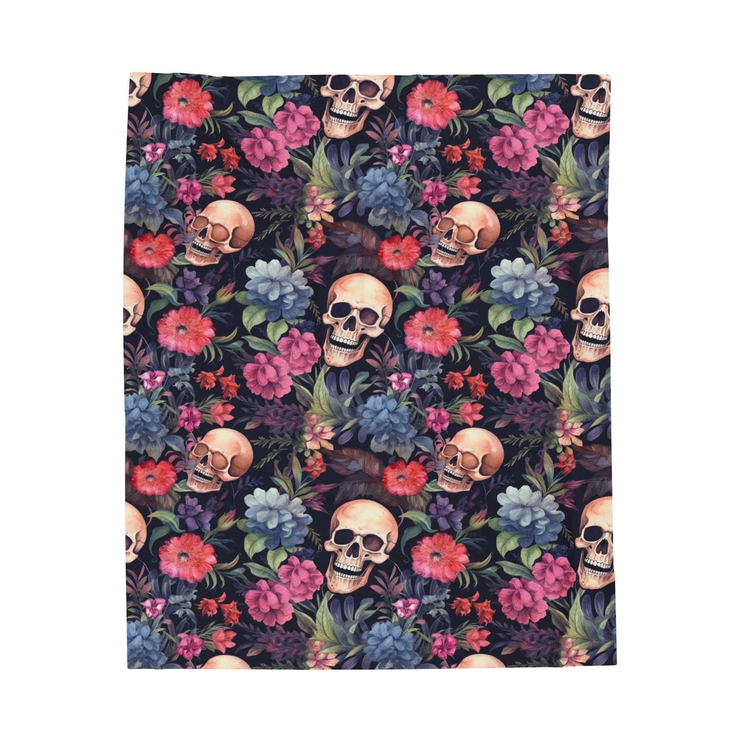 Skulls and Flowers Throw Blanket