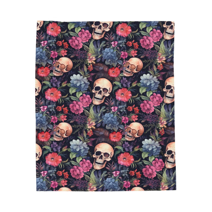 Skulls and Flowers Throw Blanket