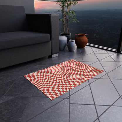 Groovy Red Checkered Rug