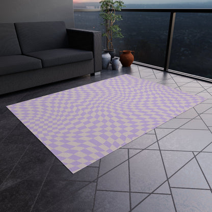 Groovy Purple Checkered Rug