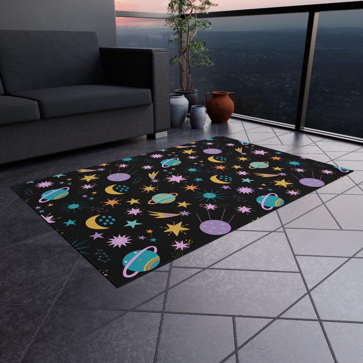 Cute Space Playroom Rug