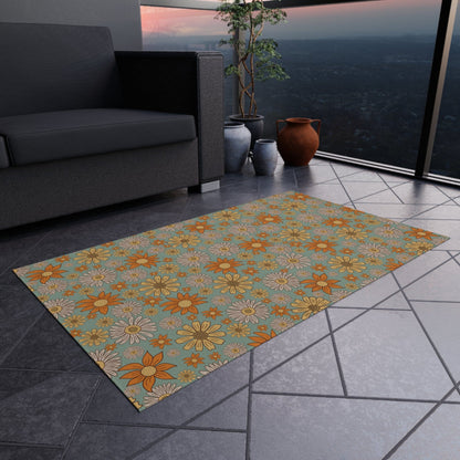 Blue Floral Hippie Rug