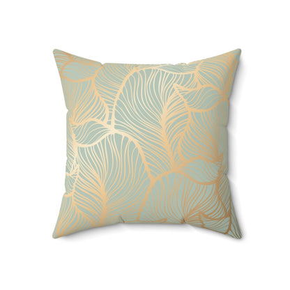 Sage Green Gold Leaf Pillow