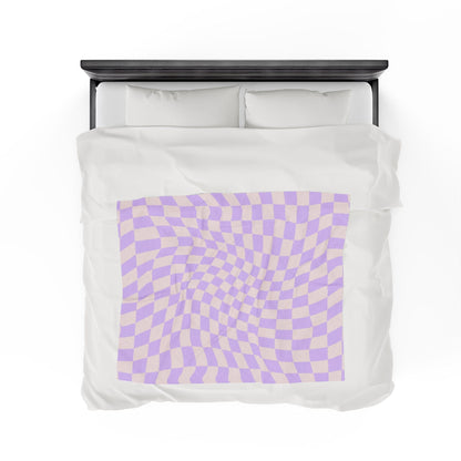 Retro Purple Checkered Throw Blanket