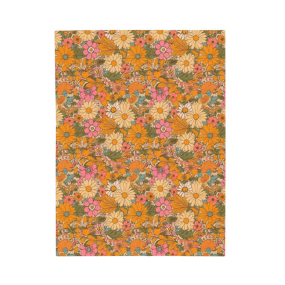 Orange Flower Hippie Throw Blanket