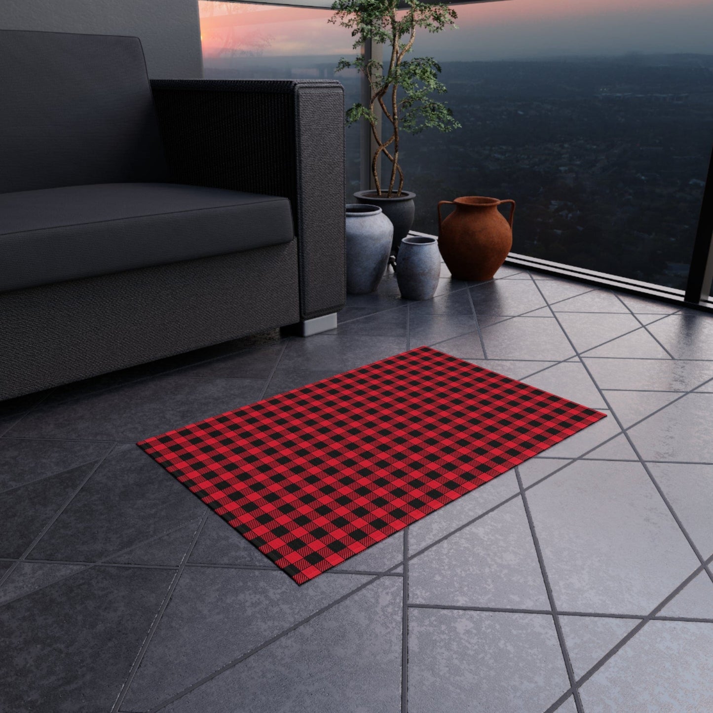 Red Plaid Rug