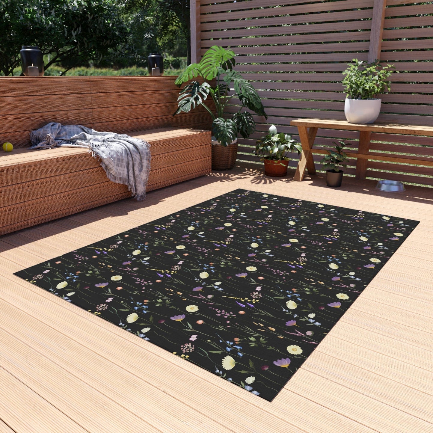 Colorful Dark Wildflower Rug