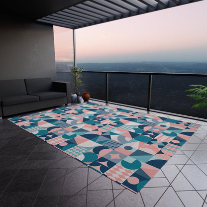 Blue and Pink Geometric Rug