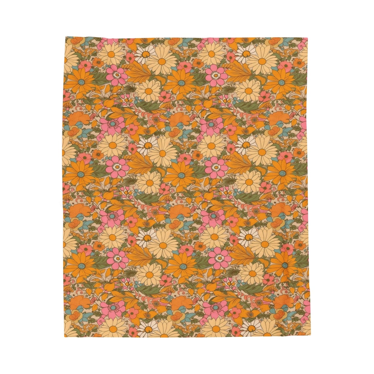 Orange Flower Hippie Throw Blanket