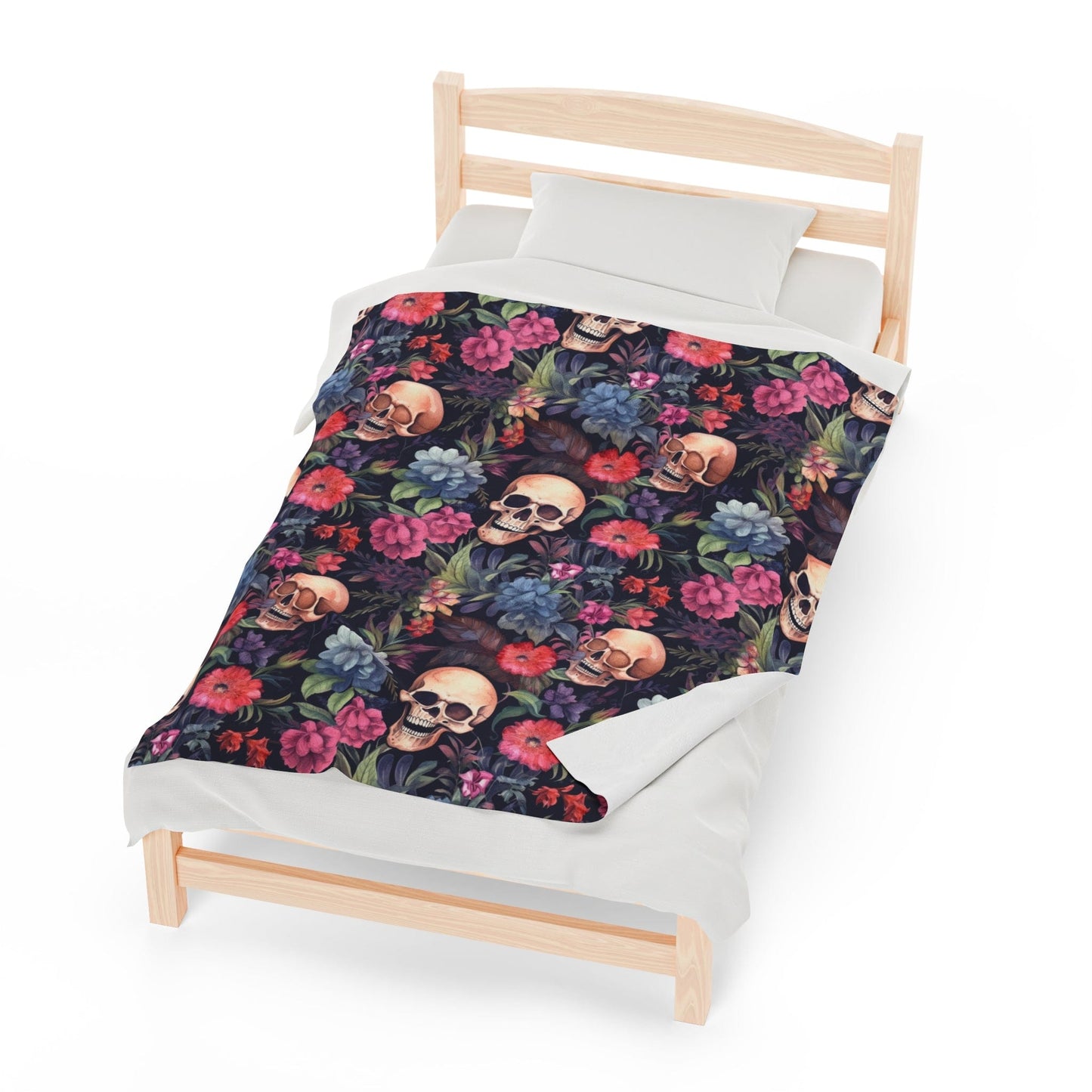 Skulls and Flowers Throw Blanket