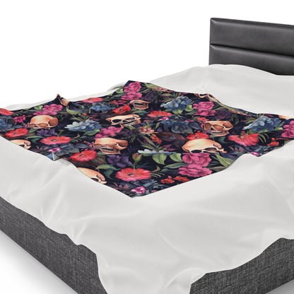 Skulls and Flowers Throw Blanket