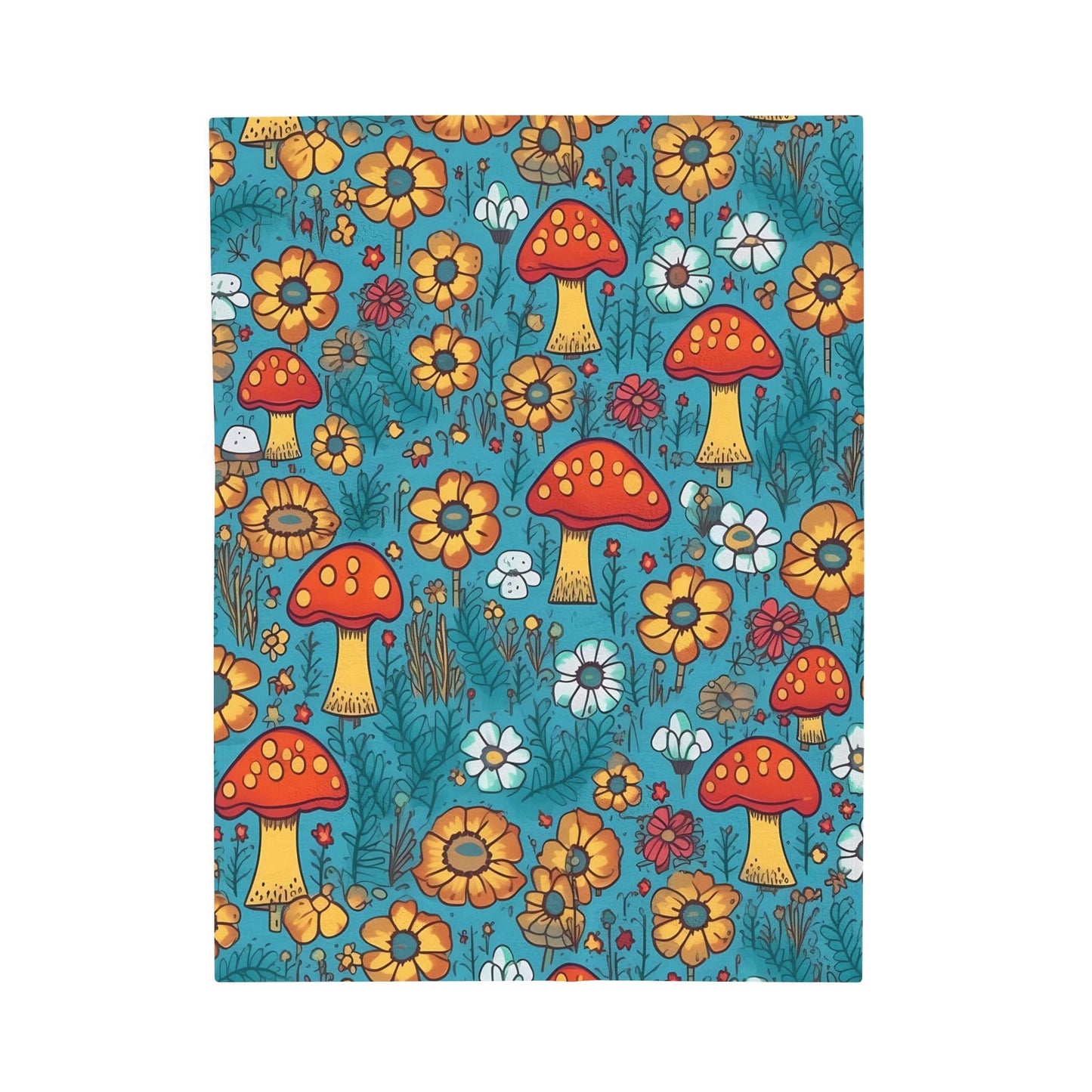 Cute Blue Mushroom Throw Blanket