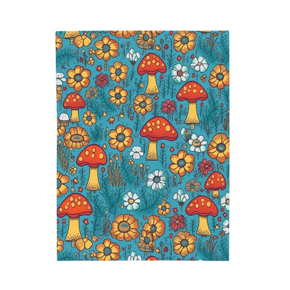 Cute Blue Mushroom Throw Blanket