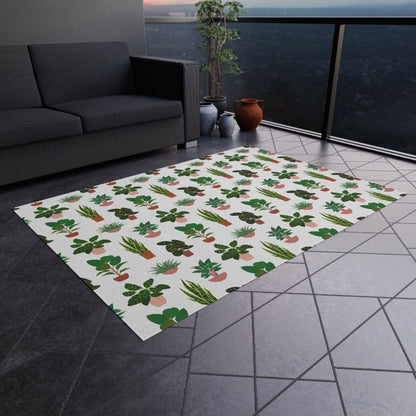 White Plant Rug