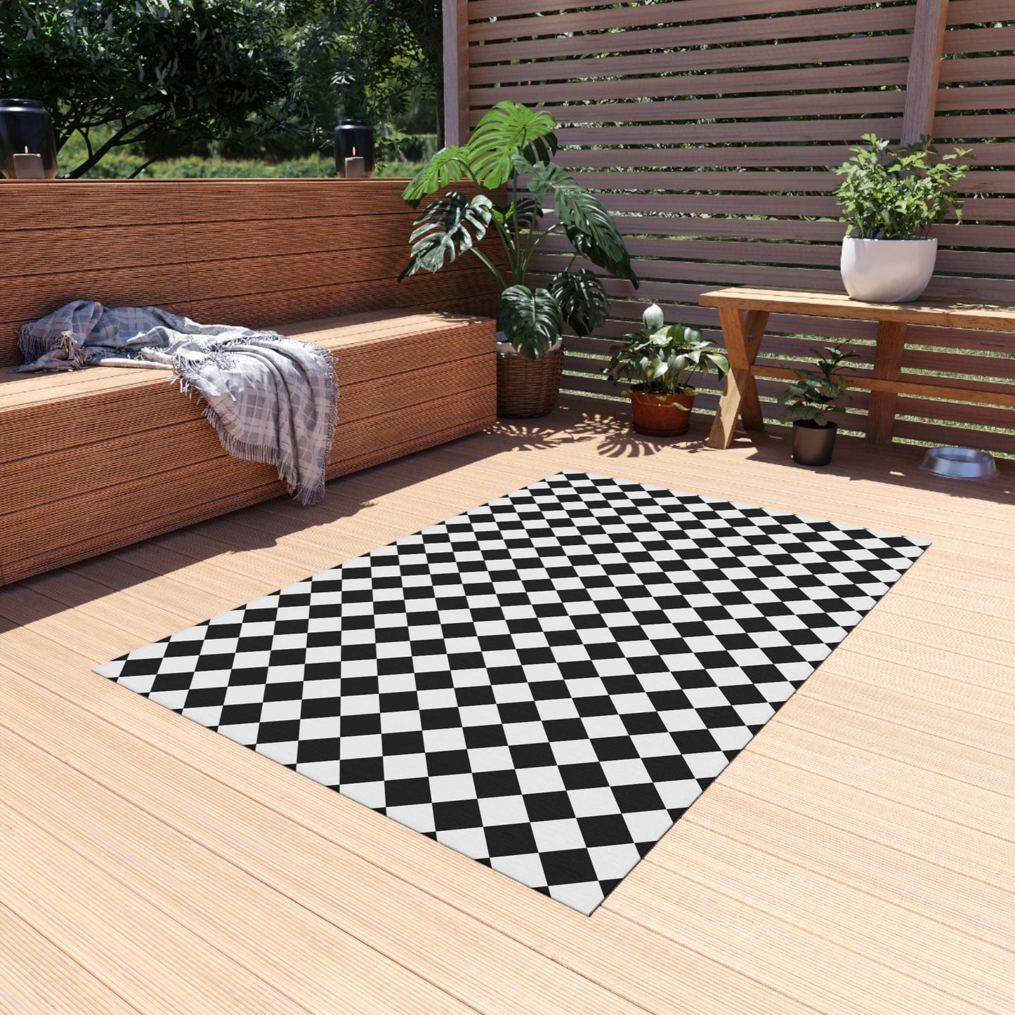 Black Checkered Rug