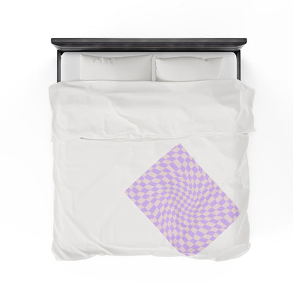 Retro Purple Checkered Throw Blanket