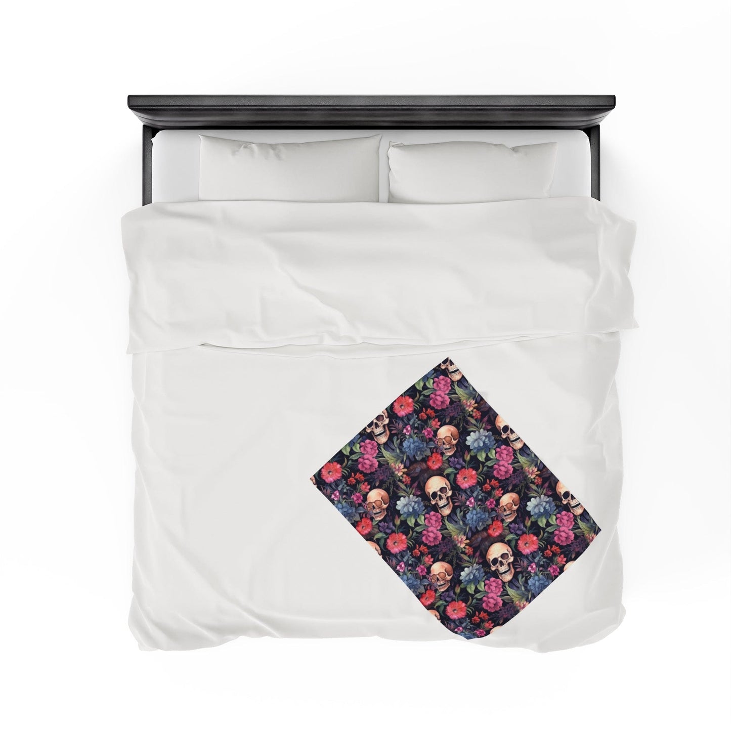 Skulls and Flowers Throw Blanket