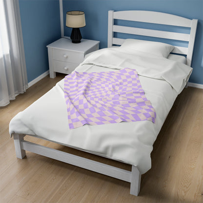 Retro Purple Checkered Throw Blanket