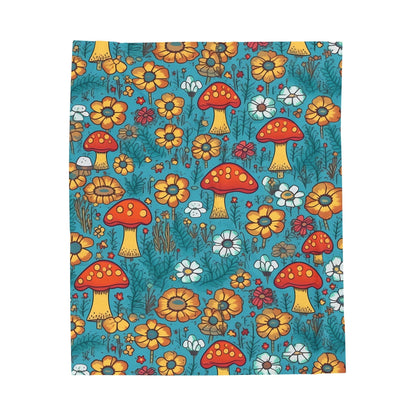 Cute Blue Mushroom Throw Blanket