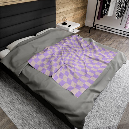 Retro Purple Checkered Throw Blanket