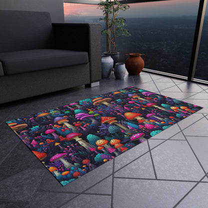 Colorful Trippy Mushroom Rug