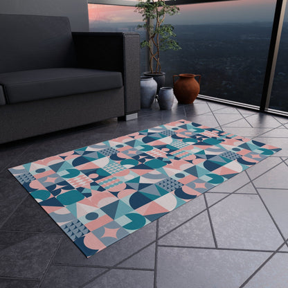 Blue and Pink Geometric Rug