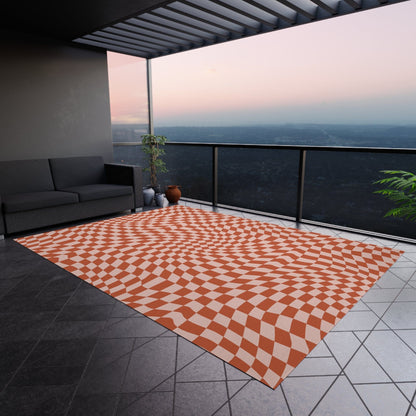 Wavy Red Checkered Rug