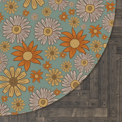 Blue Floral Hippie Rug