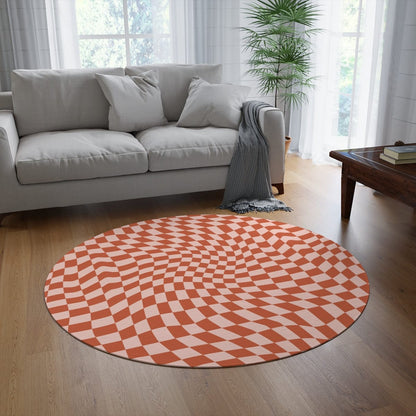 Wavy Red Checkered Rug