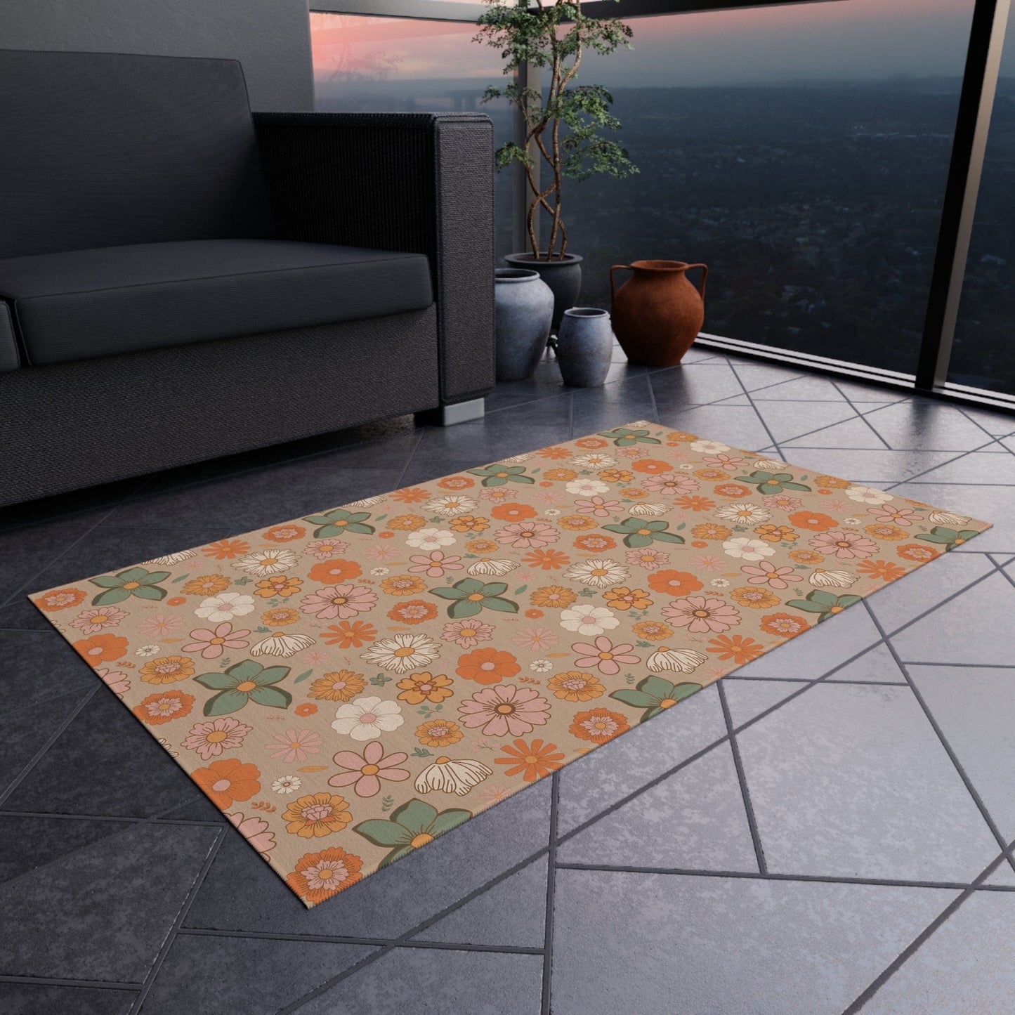 Groovy 70s Floral Rug