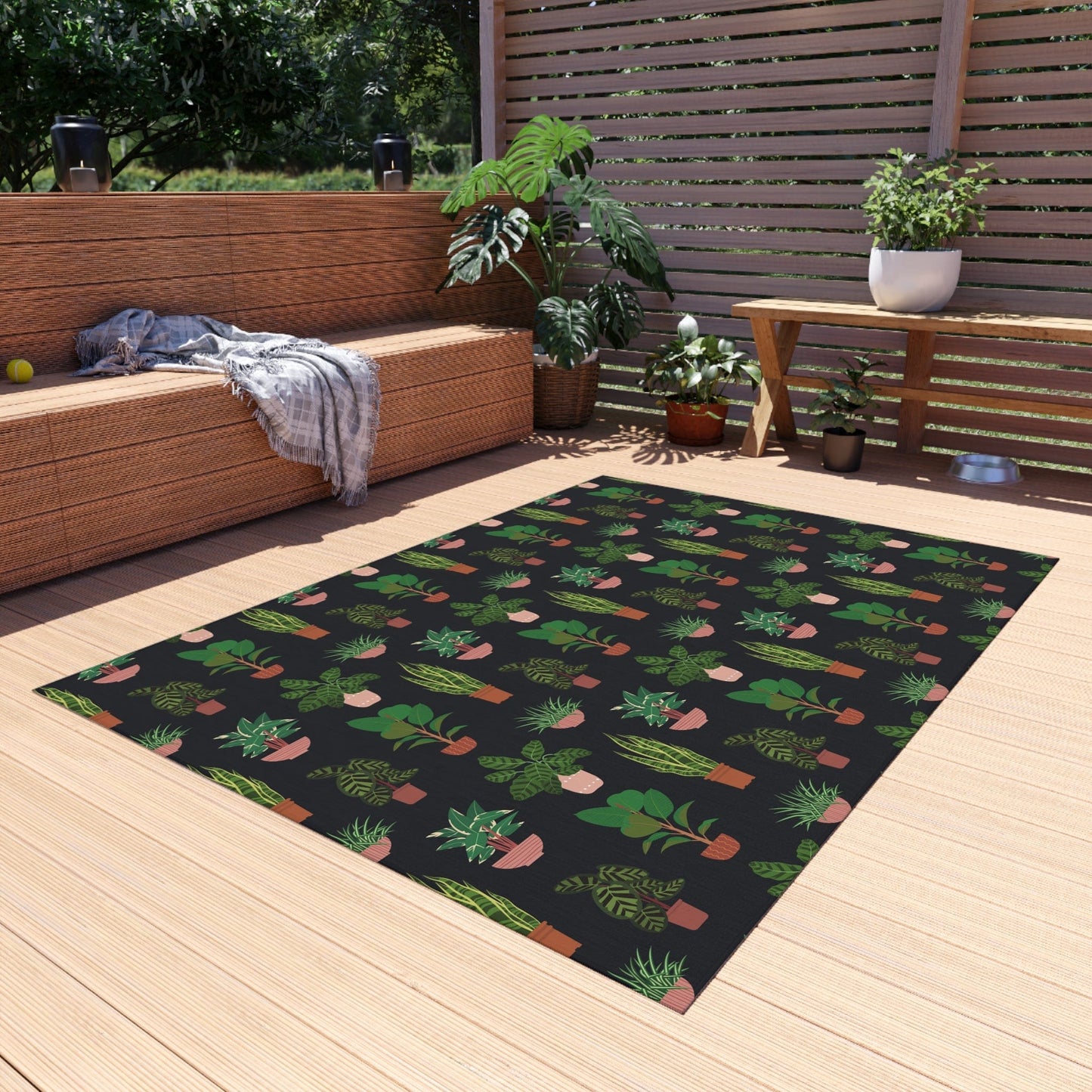 Black Plant Rug