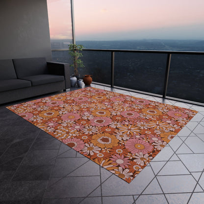 Pink Floral Groovy Rug