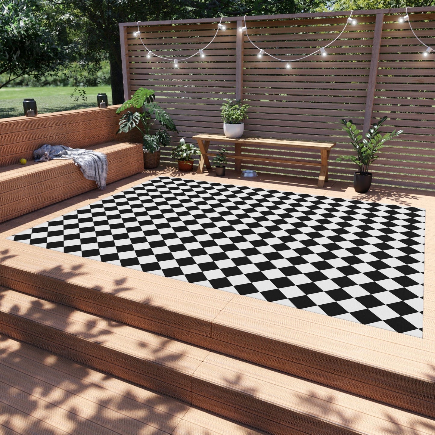 Black Checkered Rug