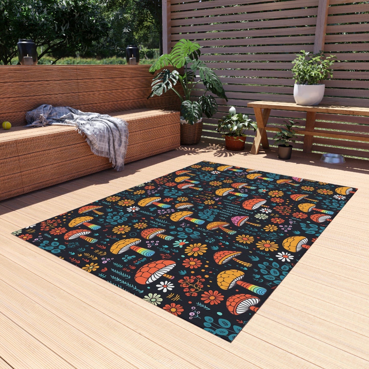 Colorful Mushroom Rug