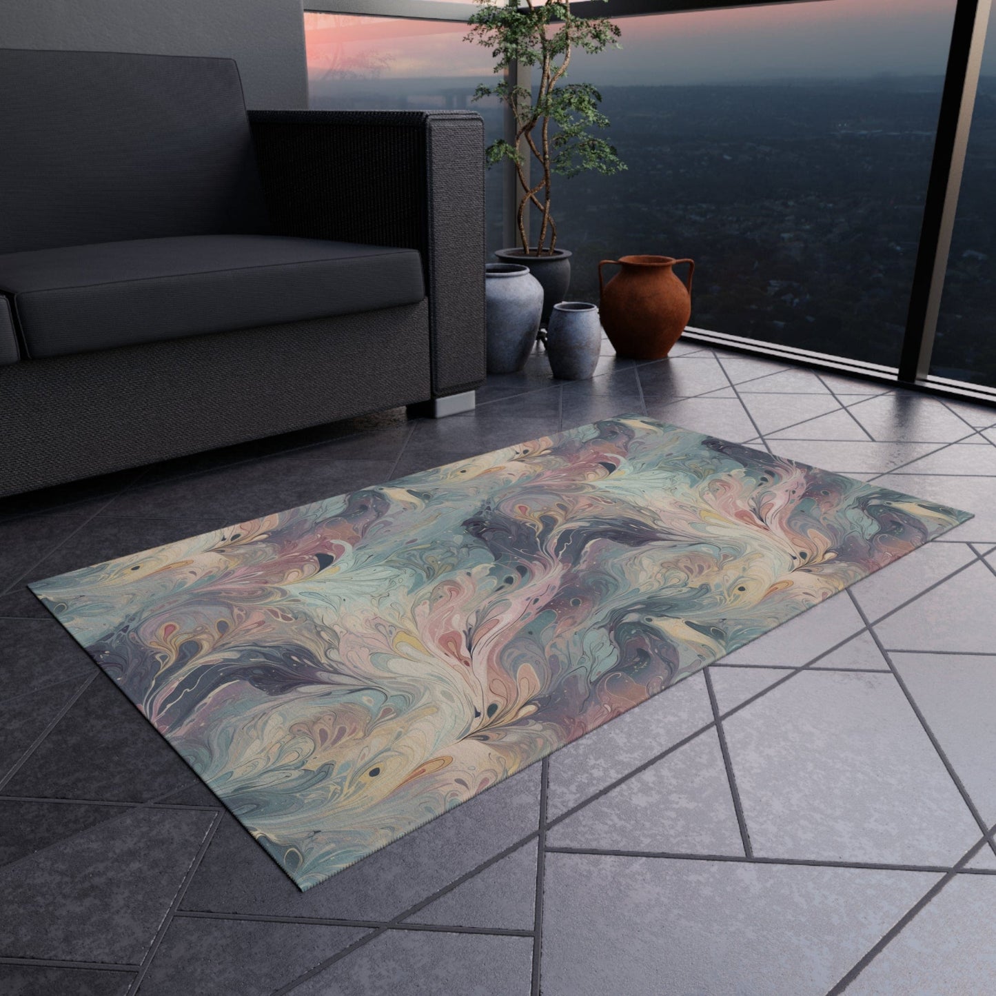 Cute Blue Abstract Rug