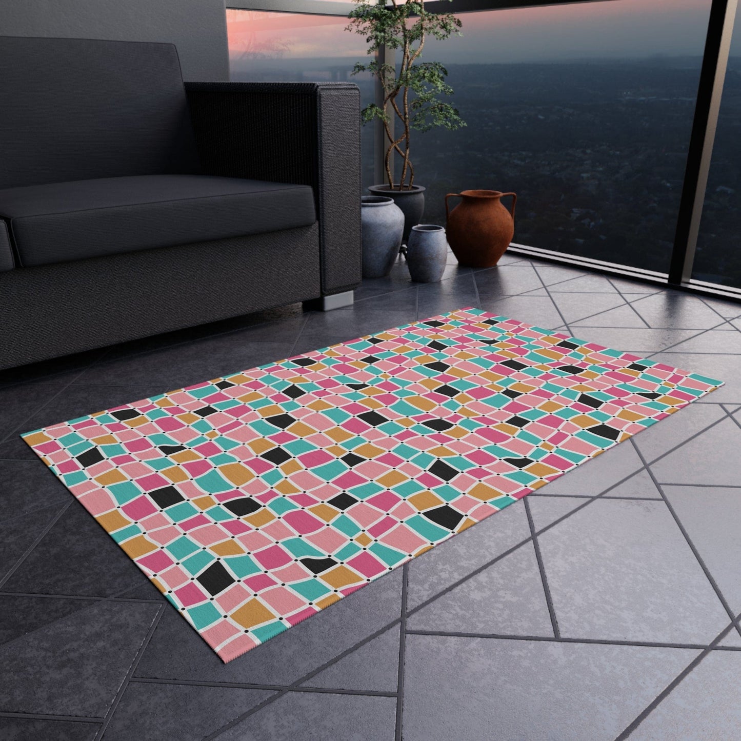 Retro Colorful Mosaic Rug