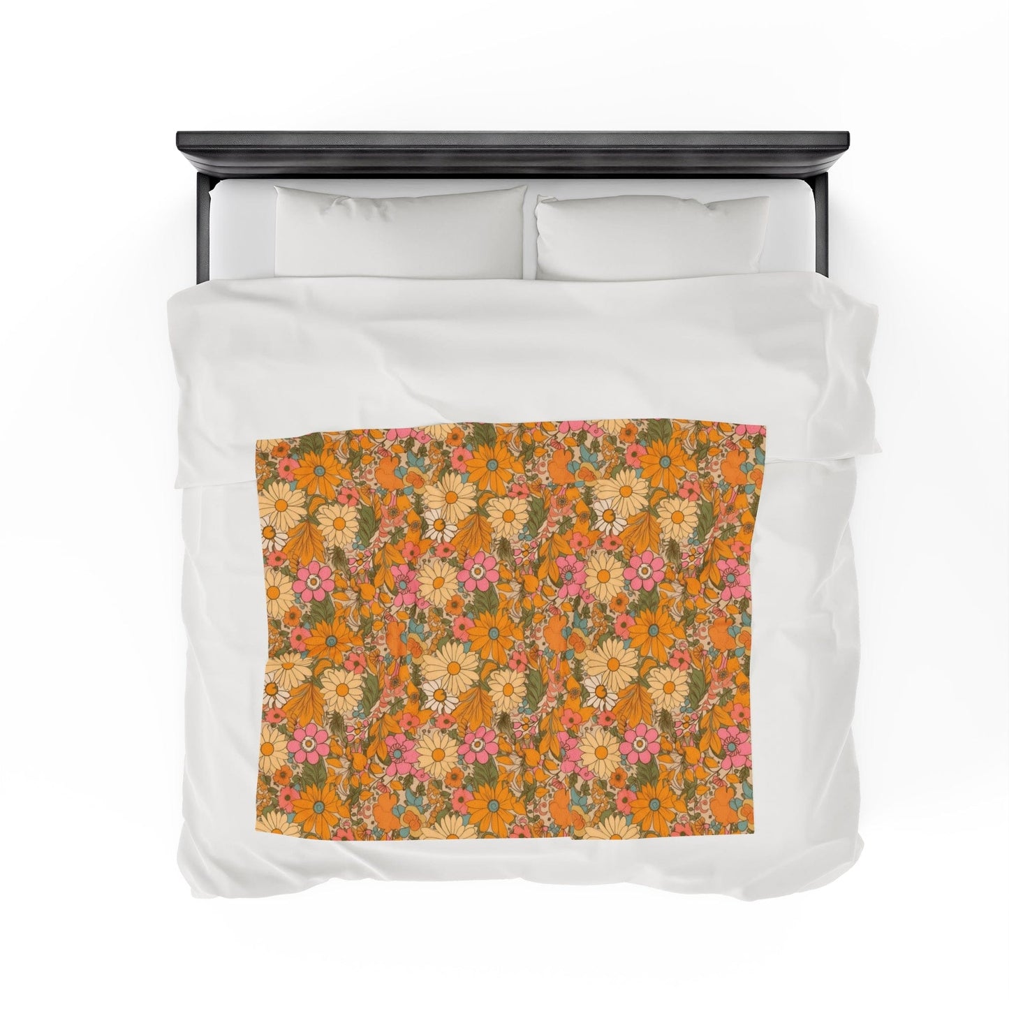 Orange Flower Hippie Throw Blanket