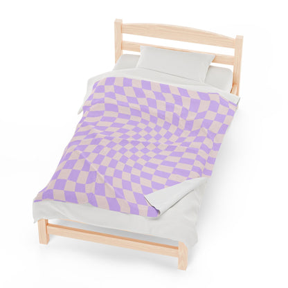 Retro Purple Checkered Throw Blanket