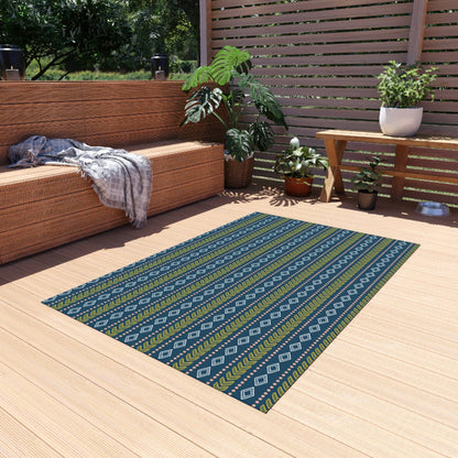 Green Blue Geometric Rug