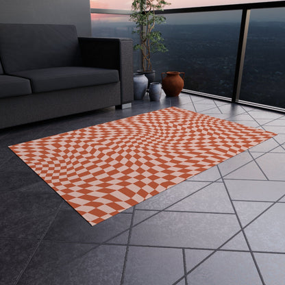 Wavy Red Checkered Rug