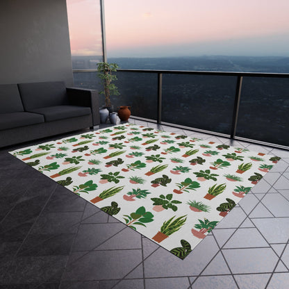 White Plant Rug