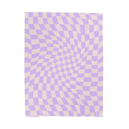 Retro Purple Checkered Throw Blanket