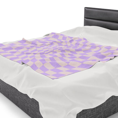 Retro Purple Checkered Throw Blanket