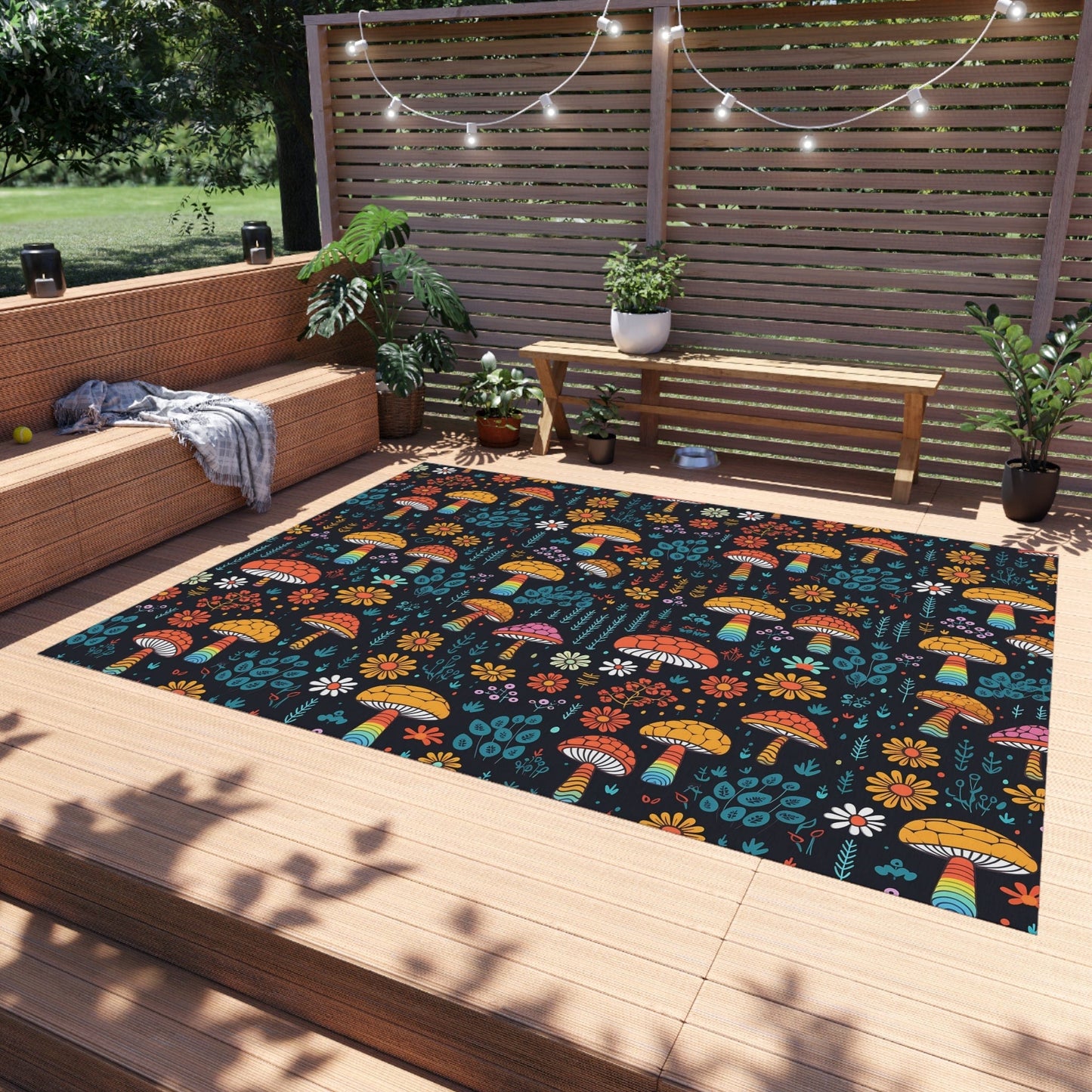 Colorful Mushroom Rug