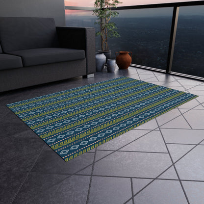 Green Blue Geometric Rug