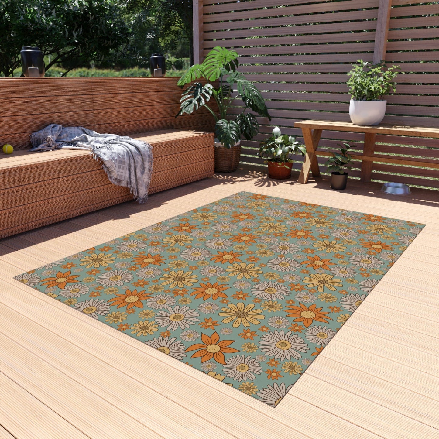 Blue Floral Hippie Rug