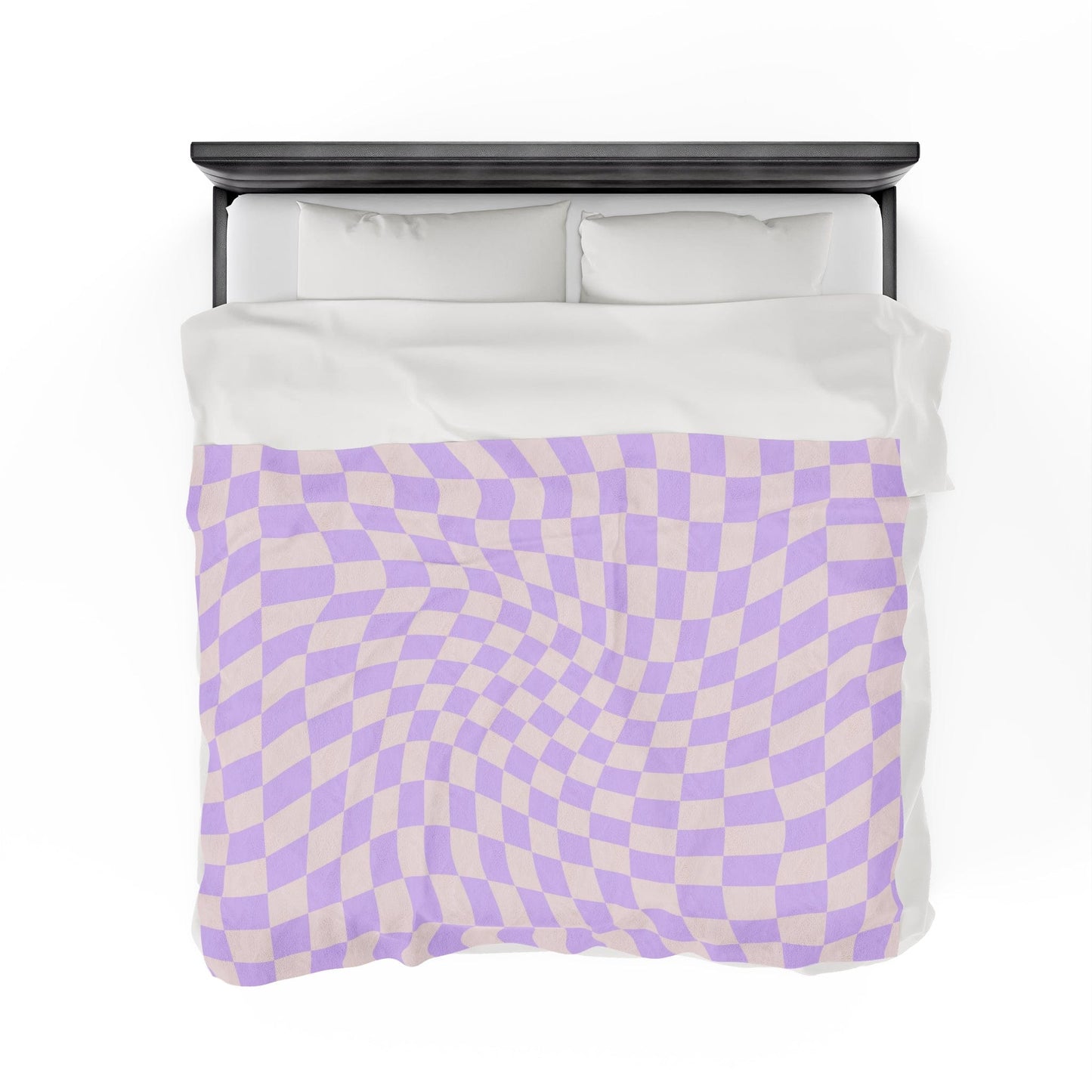 Retro Purple Checkered Throw Blanket