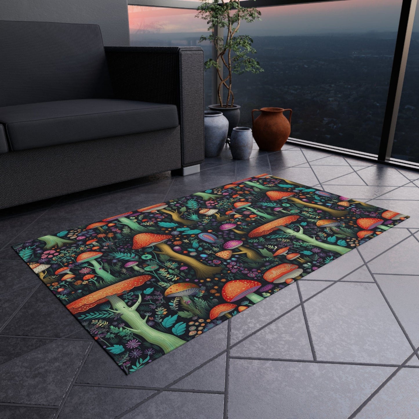 Trippy Mushroom Rug