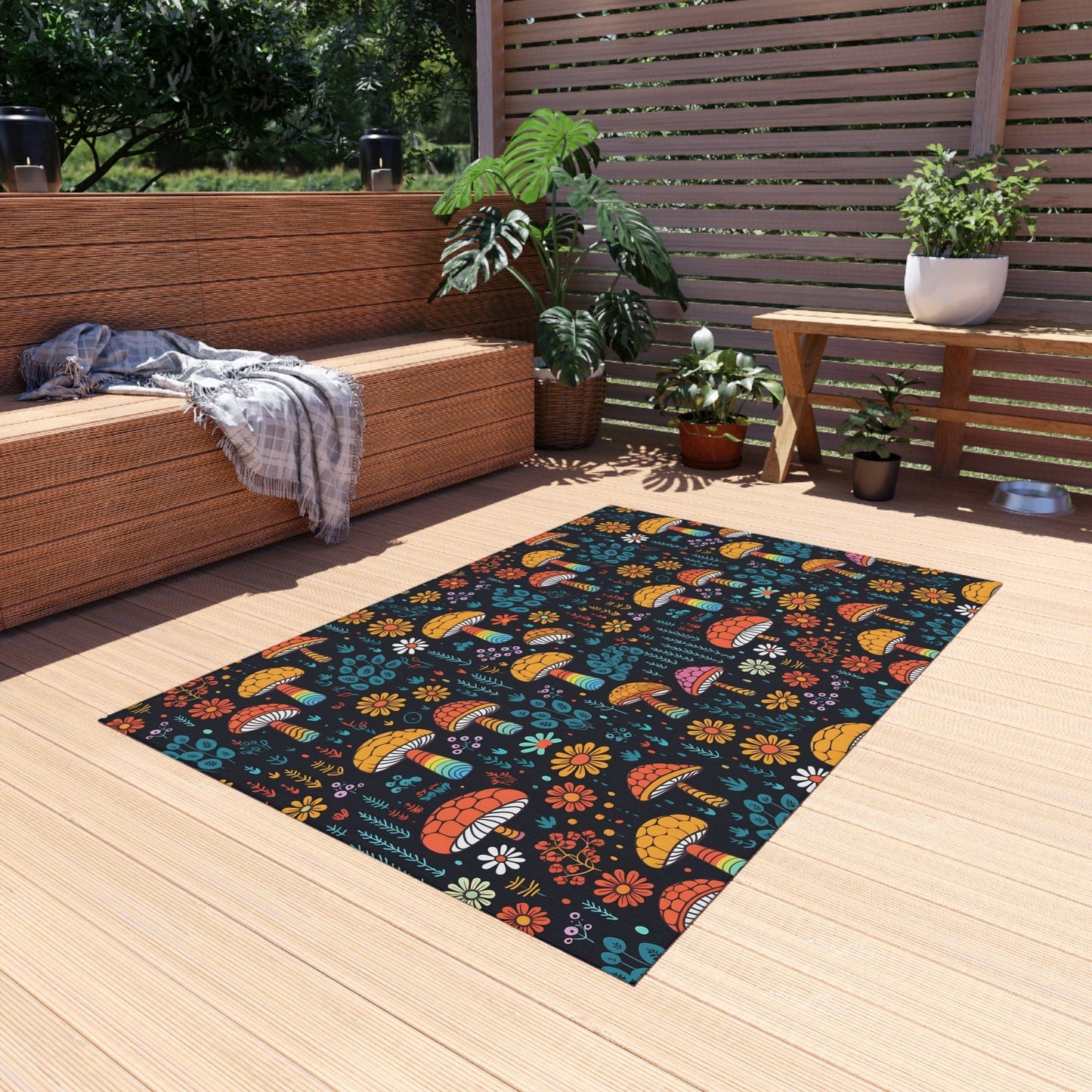 Colorful Mushroom Rug